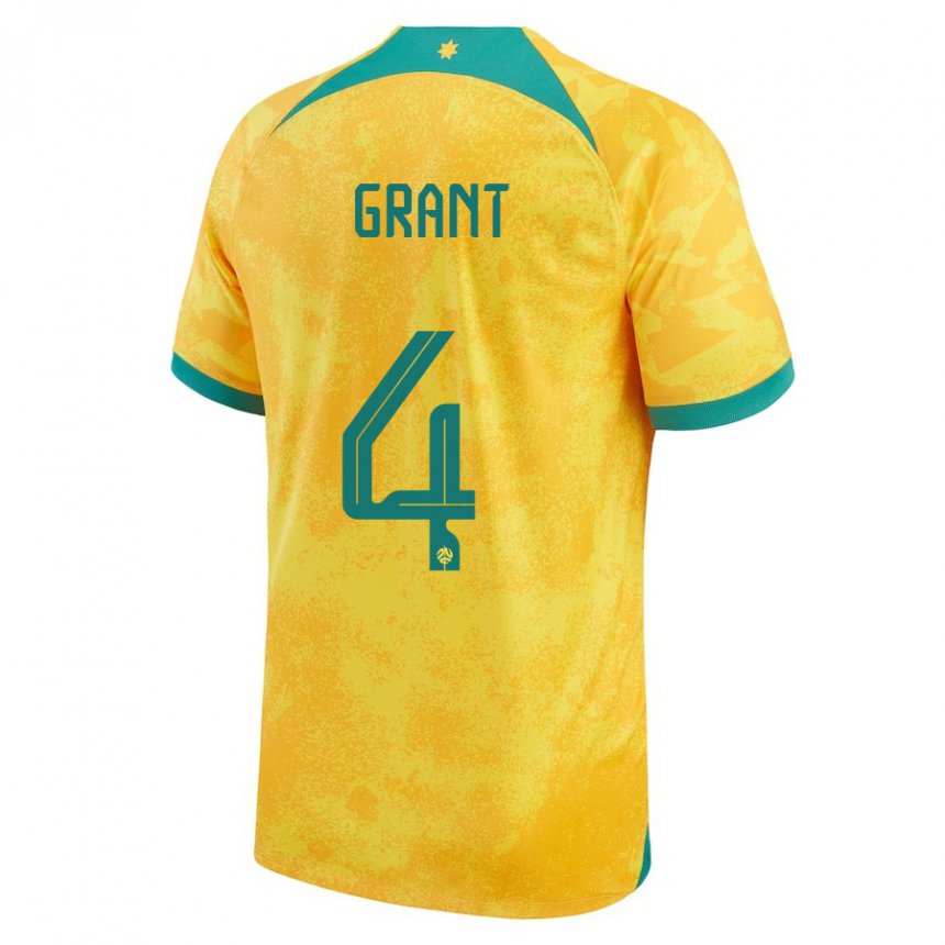 Dzieci Australii Rhyan Grant #4 Złoty Domowa Koszulka 22-24 Koszulki Klubowe