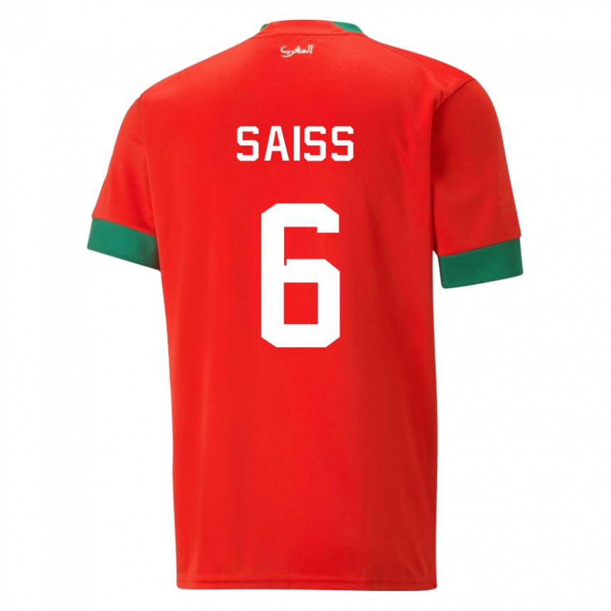 Dzieci Maroka Romain Saiss #6 Czerwony Domowa Koszulka 22-24 Koszulki Klubowe