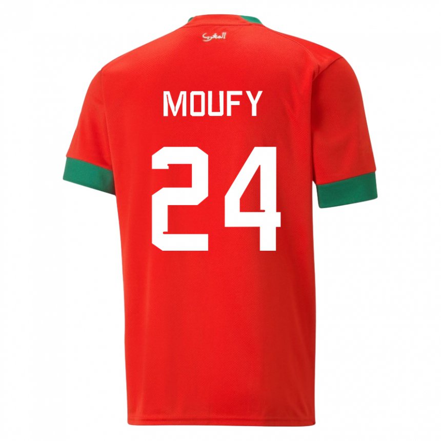 Dzieci Maroka Fahd Moufy #24 Czerwony Domowa Koszulka 22-24 Koszulki Klubowe