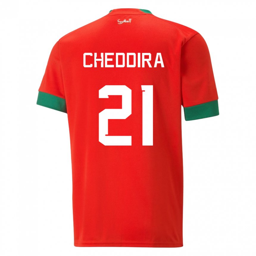 Dzieci Maroka Walid Cheddira #21 Czerwony Domowa Koszulka 22-24 Koszulki Klubowe