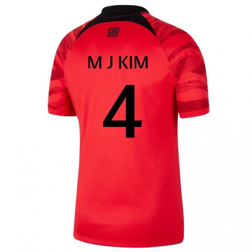 Dzieci Korei Południowej Min-jae Kim #4 Czerwony Czarny Domowa Koszulka 22-24 Koszulki Klubowe