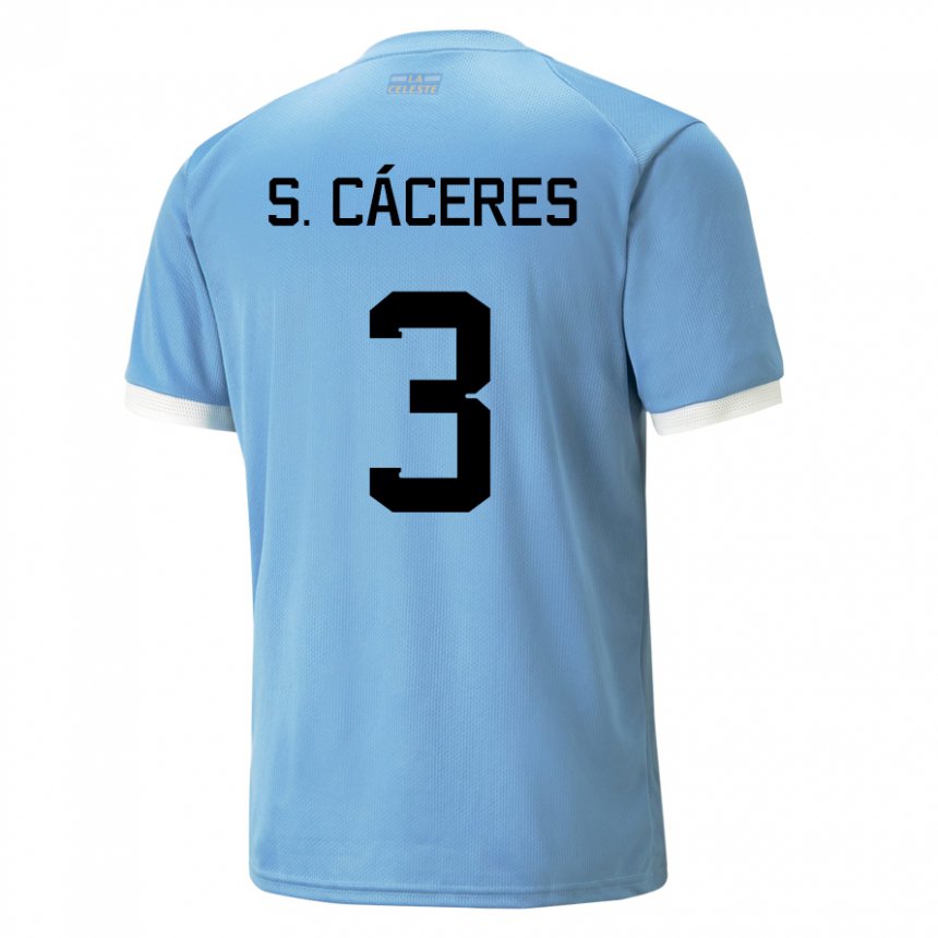 Dzieci Urugwaju Sebastian Caceres #3 Niebieski Domowa Koszulka 22-24 Koszulki Klubowe