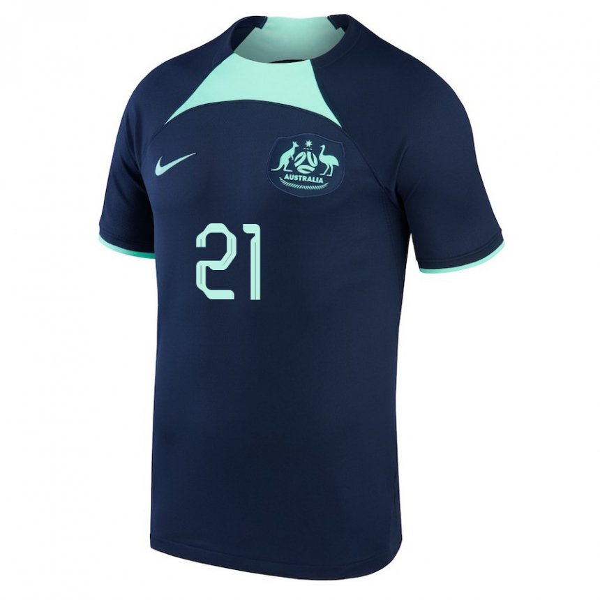 Dzieci Australii Jason Davidson #21 Ciemny Niebieski Wyjazdowa Koszulka 22-24 Koszulki Klubowe
