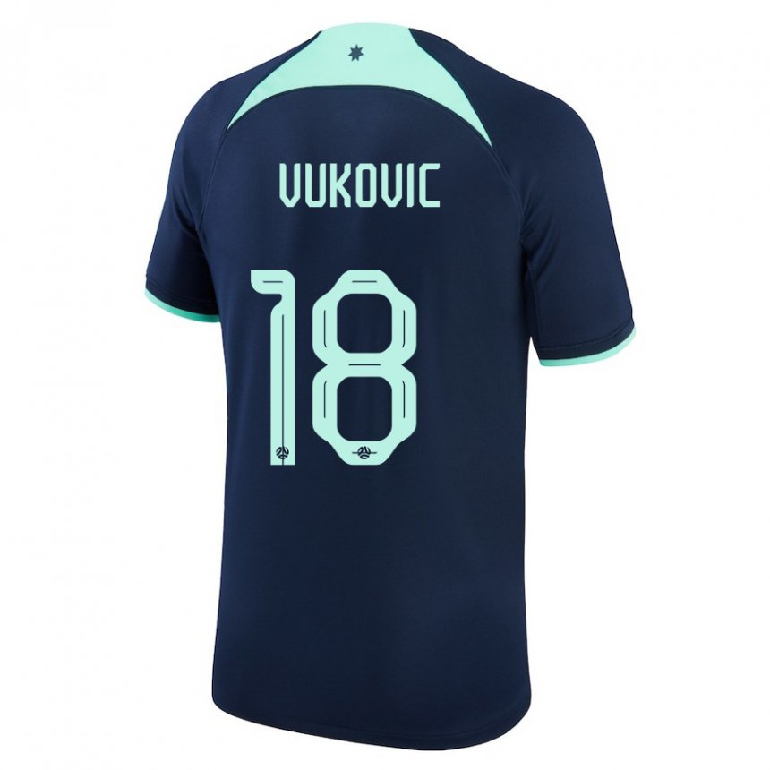 Dzieci Australii Danny Vukovic #18 Ciemny Niebieski Wyjazdowa Koszulka 22-24 Koszulki Klubowe