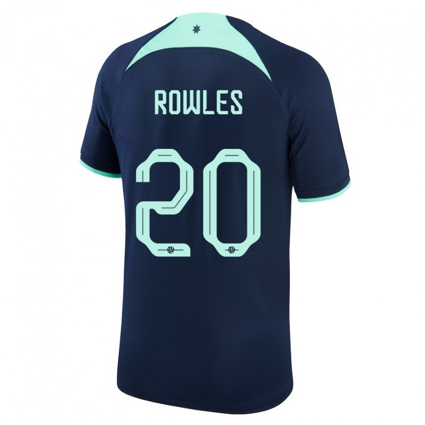 Dzieci Australii Kye Rowles #20 Ciemny Niebieski Wyjazdowa Koszulka 22-24 Koszulki Klubowe
