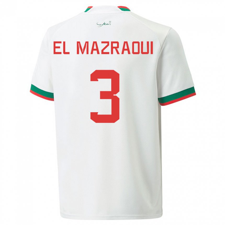Dzieci Maroka Noussair El Mazraoui #3 Biały Wyjazdowa Koszulka 22-24 Koszulki Klubowe