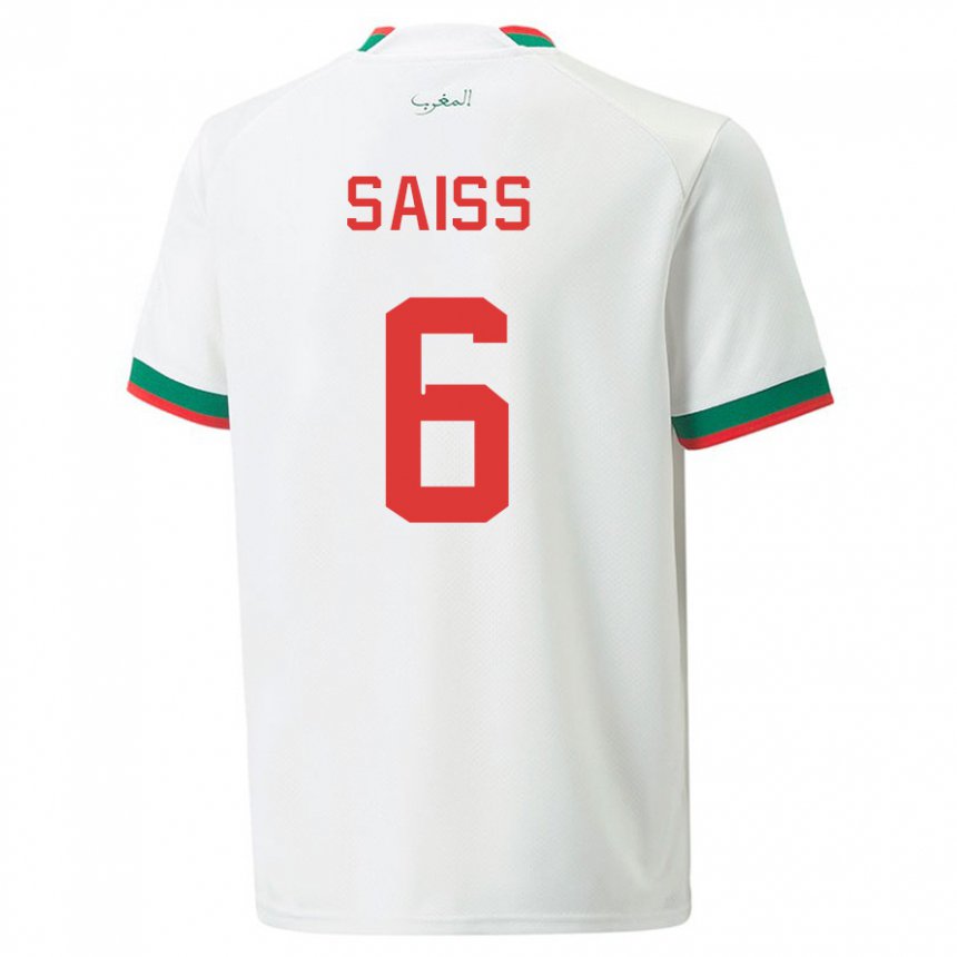 Dzieci Maroka Romain Saiss #6 Biały Wyjazdowa Koszulka 22-24 Koszulki Klubowe