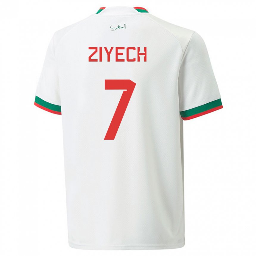 Dzieci Maroka Hakim Ziyech #7 Biały Wyjazdowa Koszulka 22-24 Koszulki Klubowe