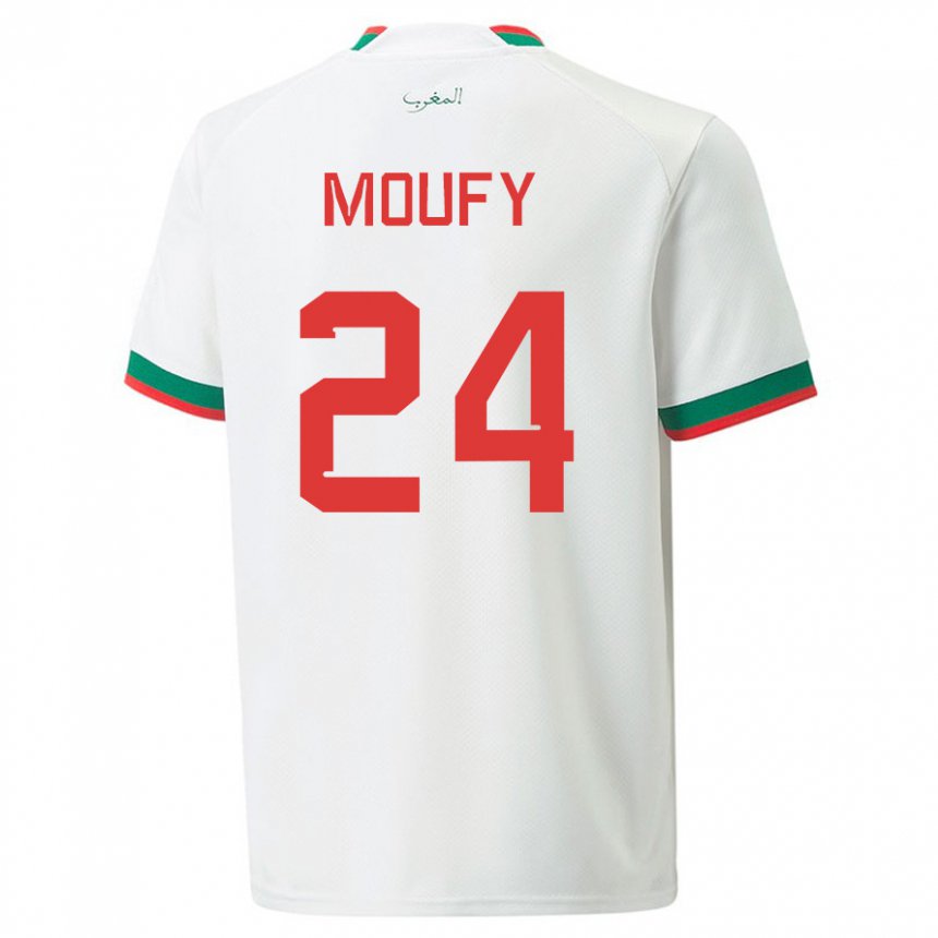 Dzieci Maroka Fahd Moufy #24 Biały Wyjazdowa Koszulka 22-24 Koszulki Klubowe