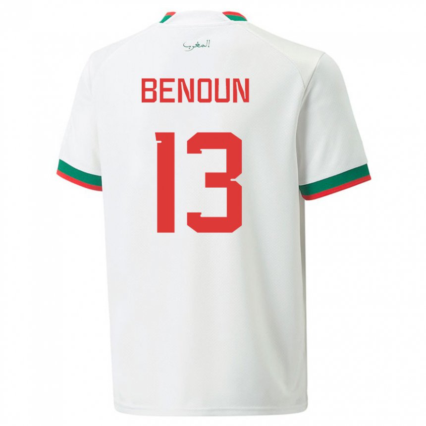 Dzieci Maroka Badr Benoun #13 Biały Wyjazdowa Koszulka 22-24 Koszulki Klubowe