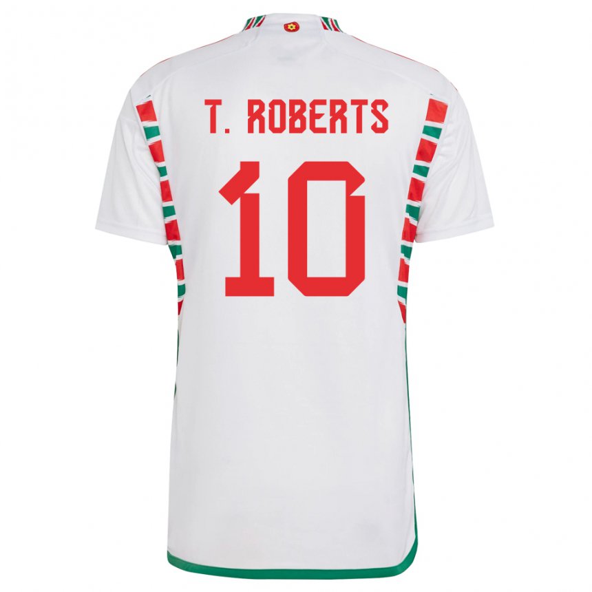Dzieci Walii Tyler Roberts #10 Biały Wyjazdowa Koszulka 22-24 Koszulki Klubowe