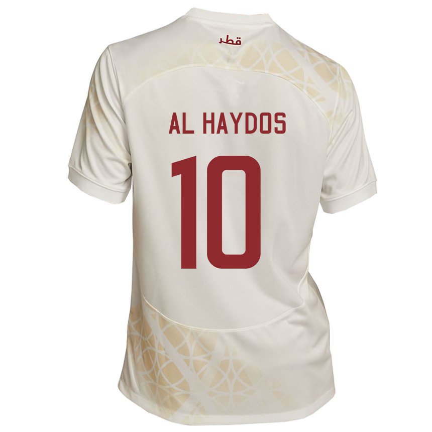 Dzieci Kataru Hasan Al Haydos #10 Złoty Beżowy Wyjazdowa Koszulka 22-24 Koszulki Klubowe
