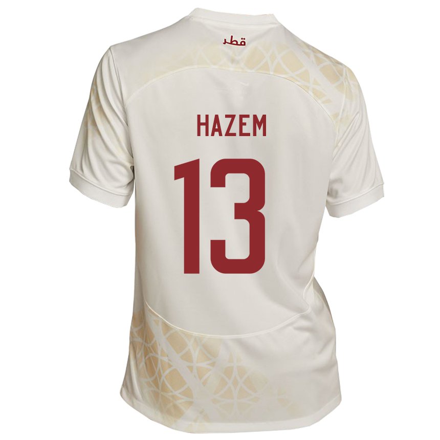 Dzieci Kataru Hazem Shehata #13 Złoty Beżowy Wyjazdowa Koszulka 22-24 Koszulki Klubowe