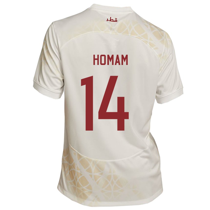 Dzieci Kataru Homam Ahmed #14 Złoty Beżowy Wyjazdowa Koszulka 22-24 Koszulki Klubowe
