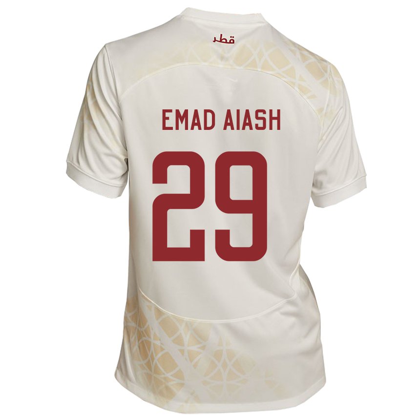 Dzieci Kataru Mohamed Emad Aiash #29 Złoty Beżowy Wyjazdowa Koszulka 22-24 Koszulki Klubowe
