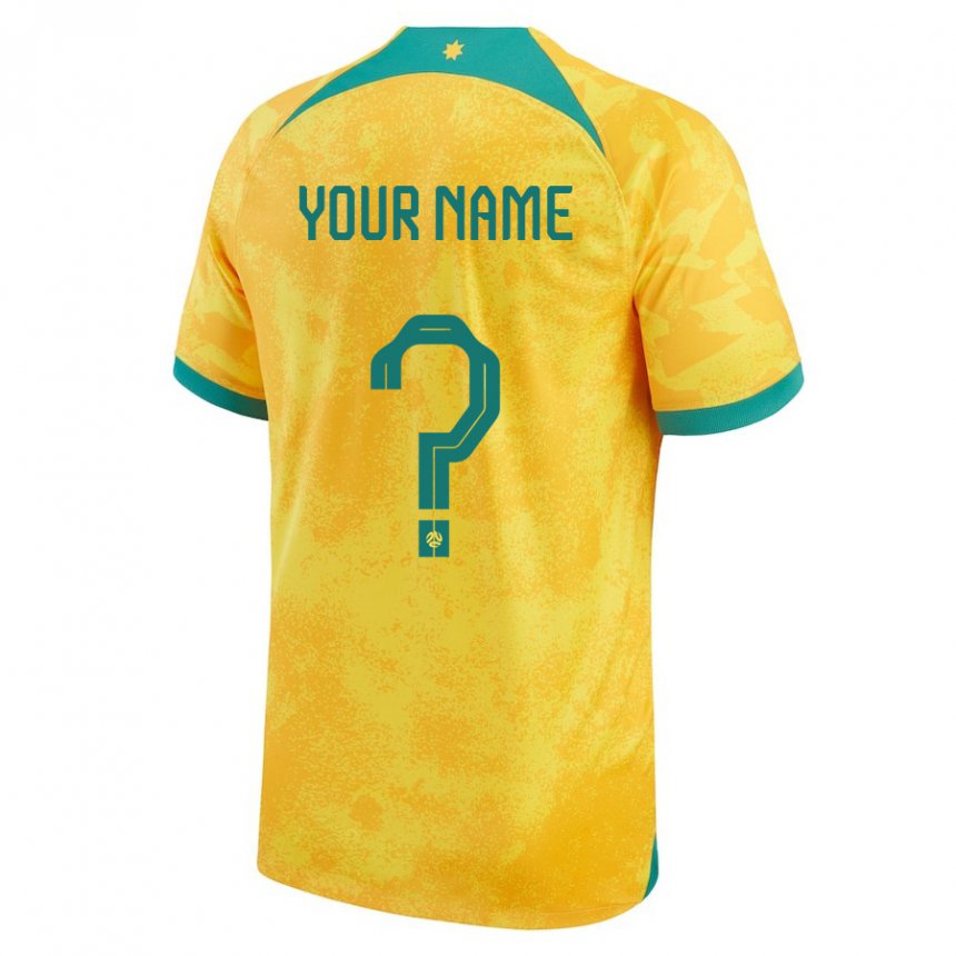 Męski Australii Twoje Imię #0 Złoty Domowa Koszulka 22-24 Koszulki Klubowe
