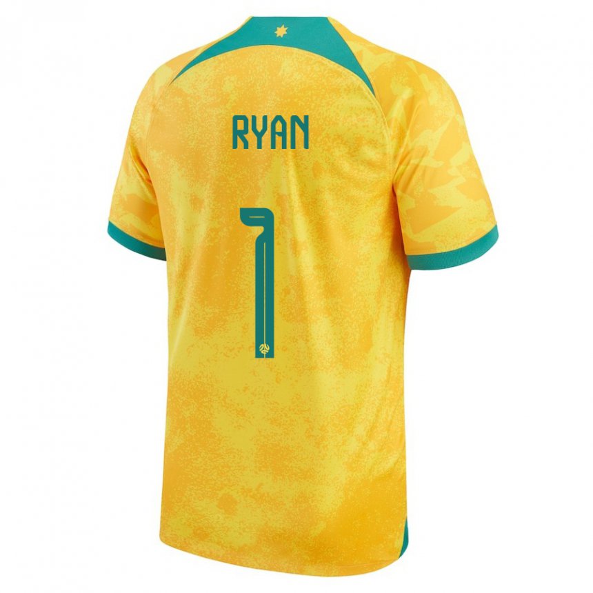 Męski Australii Mathew Ryan #1 Złoty Domowa Koszulka 22-24 Koszulki Klubowe