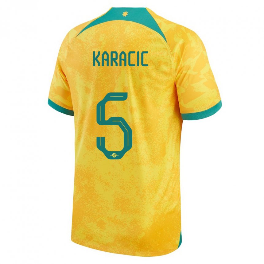 Męski Australii Fran Karacic #5 Złoty Domowa Koszulka 22-24 Koszulki Klubowe