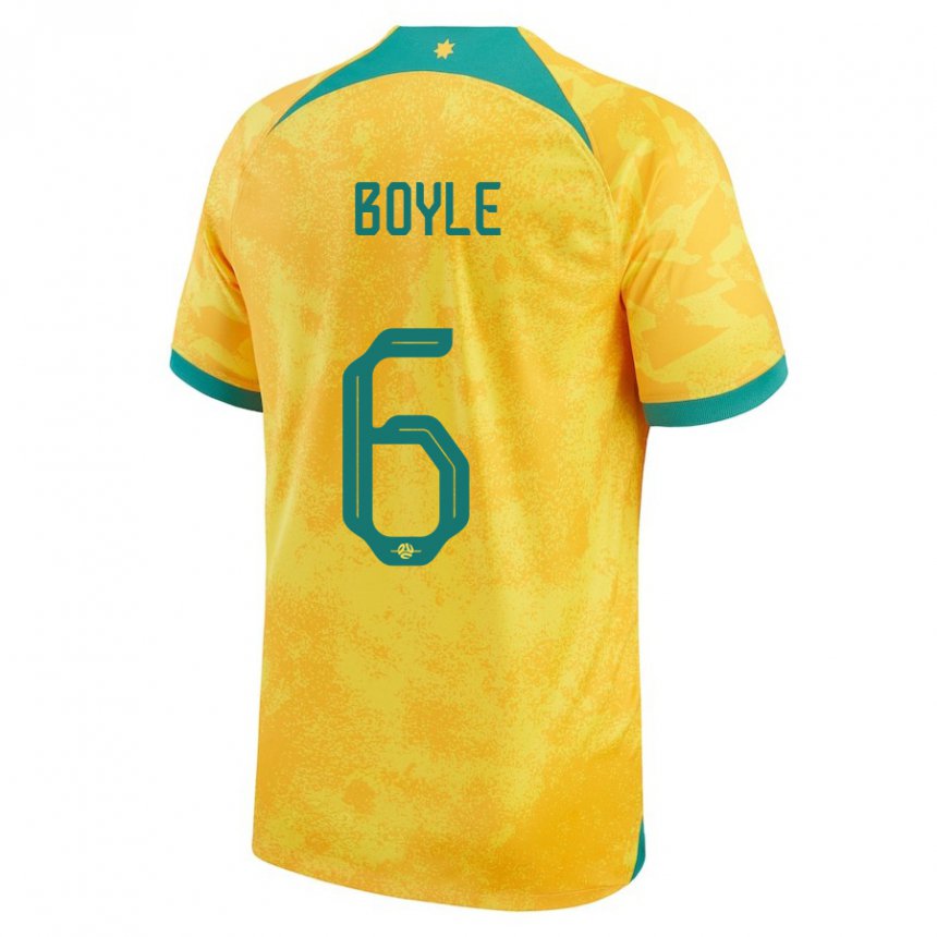 Męski Australii Martin Boyle #6 Złoty Domowa Koszulka 22-24 Koszulki Klubowe