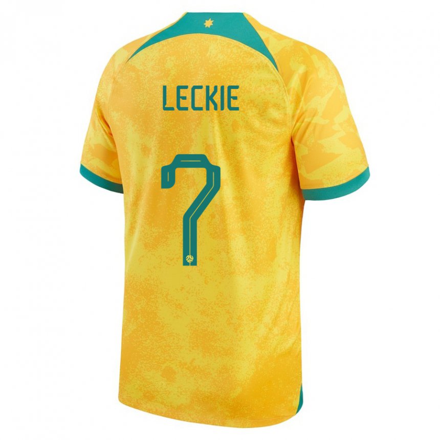 Męski Australii Mathew Leckie #7 Złoty Domowa Koszulka 22-24 Koszulki Klubowe