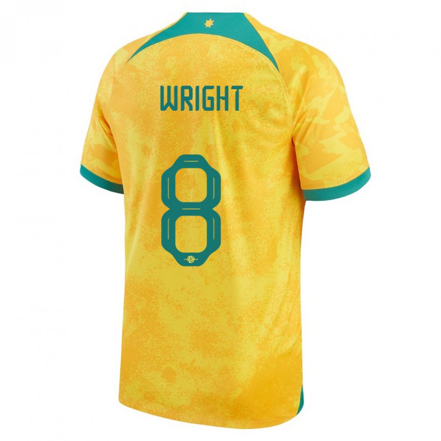 Męski Australii Bailey Wright #8 Złoty Domowa Koszulka 22-24 Koszulki Klubowe