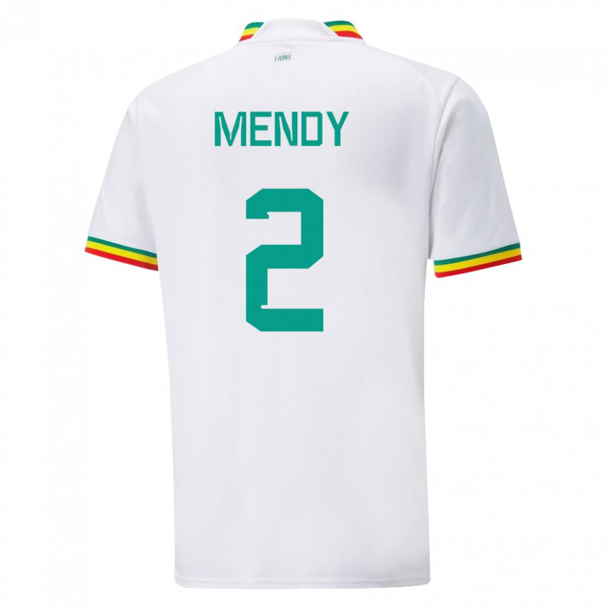Męski Senegalu Formose Mendy #2 Biały Domowa Koszulka 22-24 Koszulki Klubowe