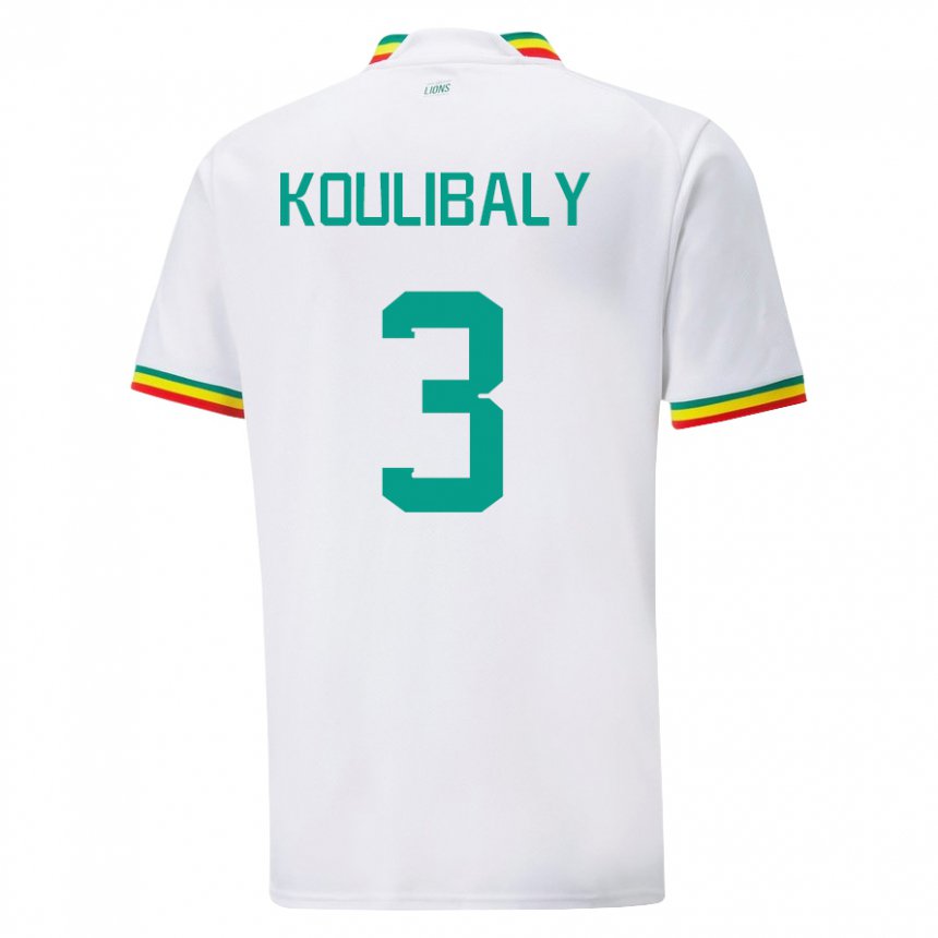 Męski Senegalu Kalidou Koulibaly #3 Biały Domowa Koszulka 22-24 Koszulki Klubowe