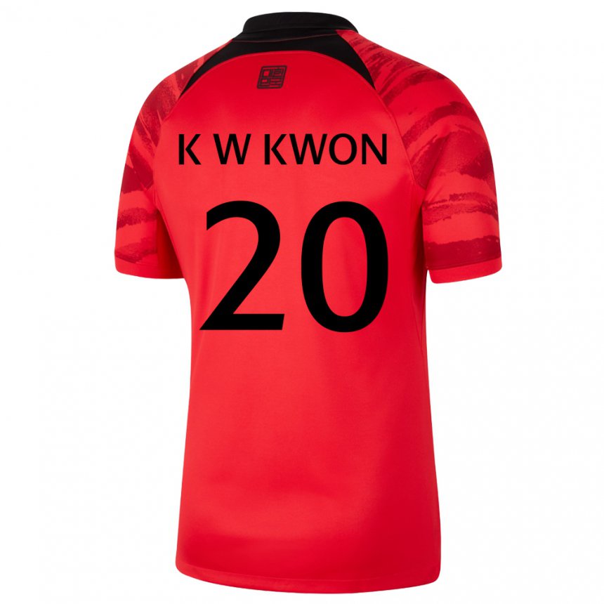 Męski Korei Południowej Kyung-won Kwon #20 Czerwony Czarny Domowa Koszulka 22-24 Koszulki Klubowe