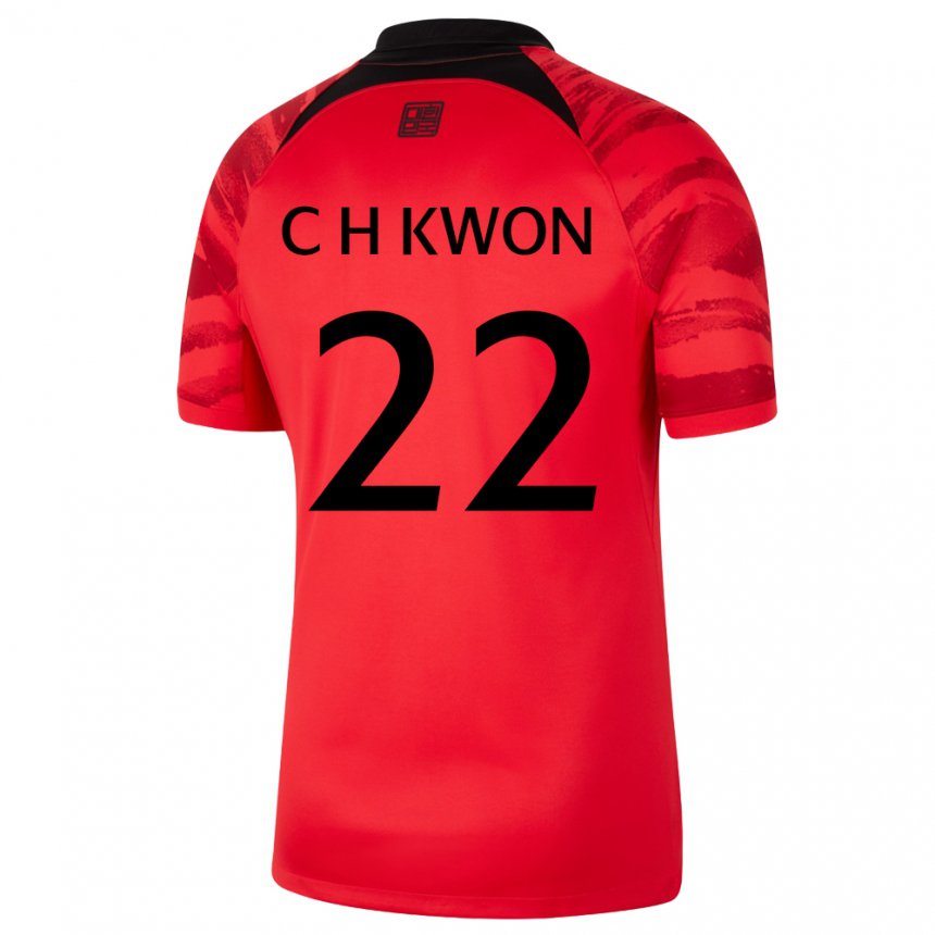 Męski Korei Południowej Chang-hoon Kwon #22 Czerwony Czarny Domowa Koszulka 22-24 Koszulki Klubowe