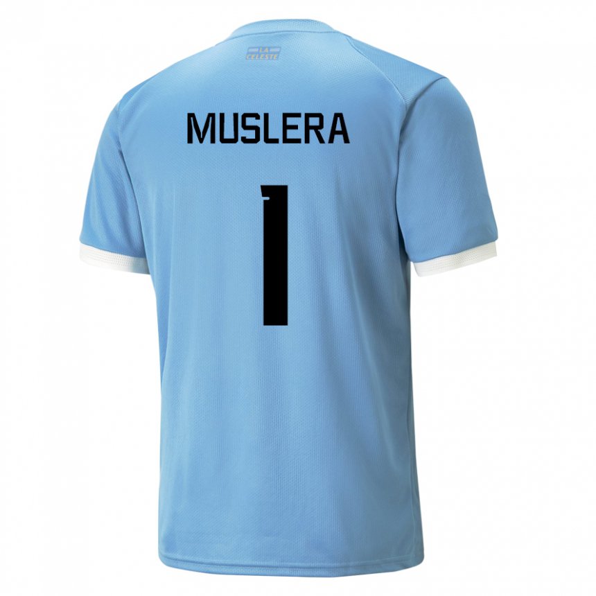 Męski Urugwaju Fernando Muslera #1 Niebieski Domowa Koszulka 22-24 Koszulki Klubowe