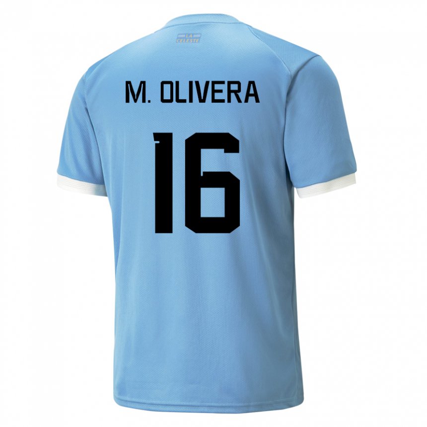 Męski Urugwaju Mathias Olivera #16 Niebieski Domowa Koszulka 22-24 Koszulki Klubowe