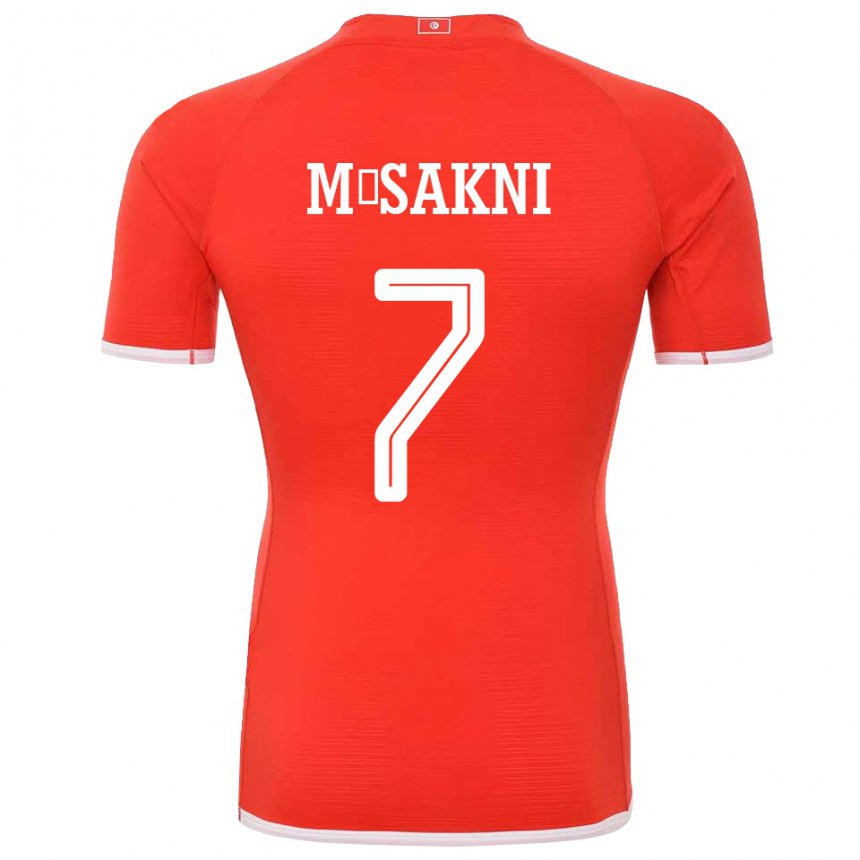 Męski Tunezji Youssef M Sakni #7 Czerwony Domowa Koszulka 22-24 Koszulki Klubowe