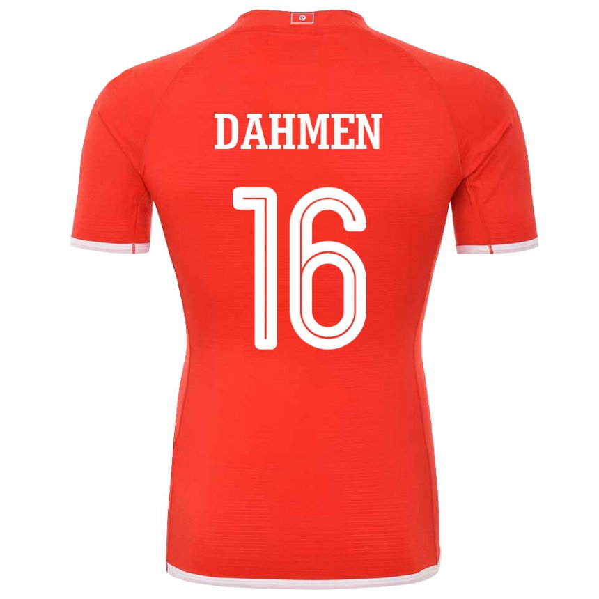 Męski Tunezji Aymen Dahmen #16 Czerwony Domowa Koszulka 22-24 Koszulki Klubowe