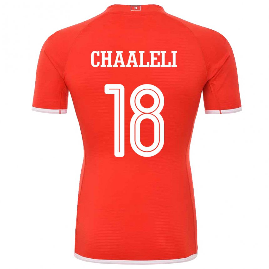 Męski Tunezji Ghaliene Chaaleli #18 Czerwony Domowa Koszulka 22-24 Koszulki Klubowe