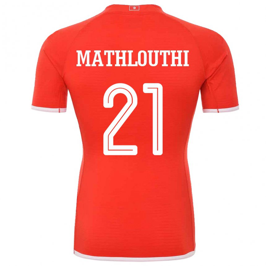 Męski Tunezji Hamza Mathlouthi #21 Czerwony Domowa Koszulka 22-24 Koszulki Klubowe