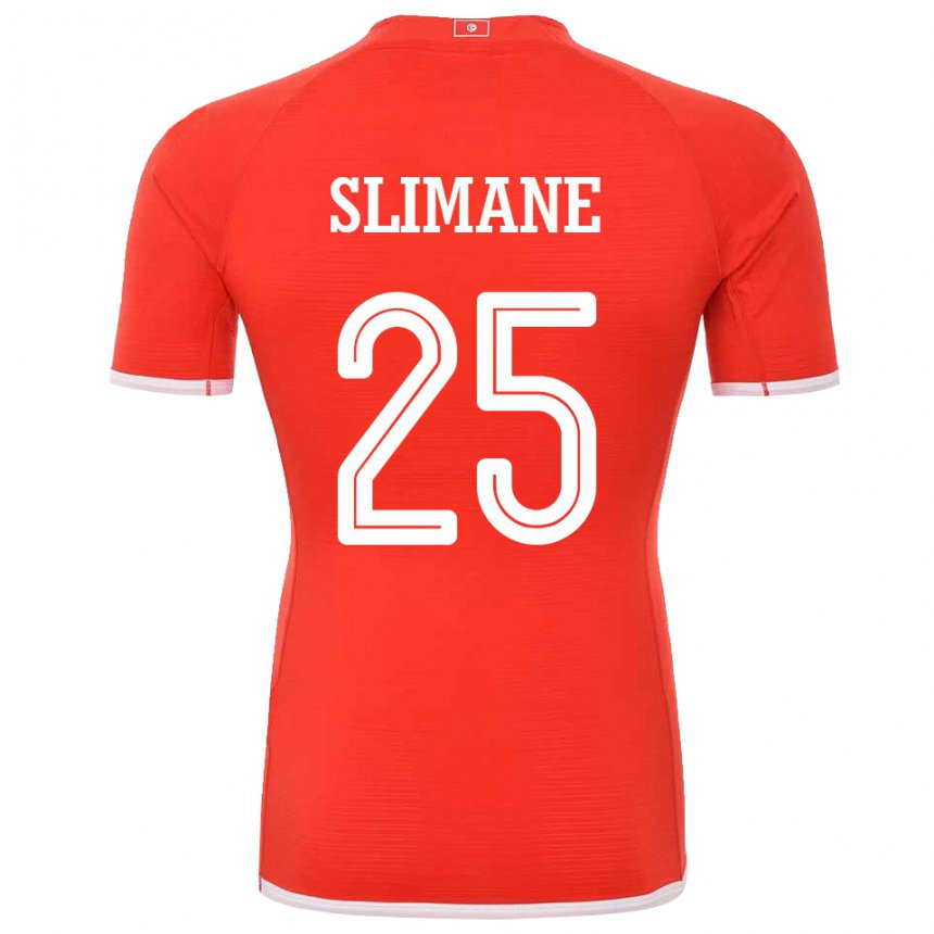 Męski Tunezji Anis Ben Slimane #25 Czerwony Domowa Koszulka 22-24 Koszulki Klubowe