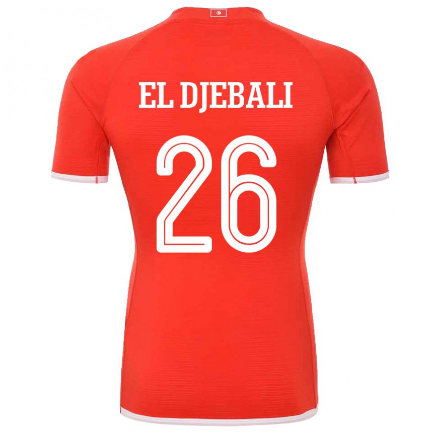 Męski Tunezji Chaim El Djebali #26 Czerwony Domowa Koszulka 22-24 Koszulki Klubowe
