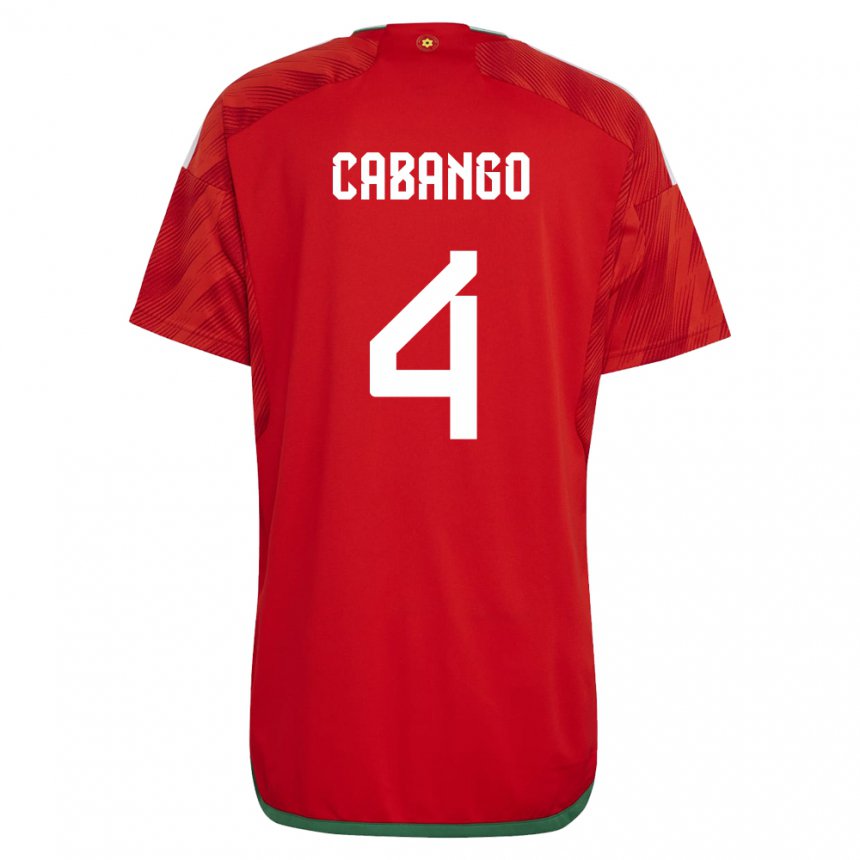 Męski Walii Ben Cabango #4 Czerwony Domowa Koszulka 22-24 Koszulki Klubowe
