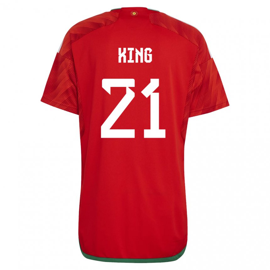 Męski Walii Tom King #21 Czerwony Domowa Koszulka 22-24 Koszulki Klubowe