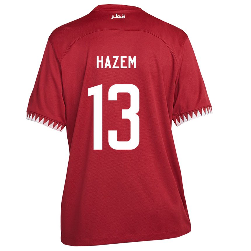 Męski Kataru Hazem Shehata #13 Kasztanowaty Domowa Koszulka 22-24 Koszulki Klubowe