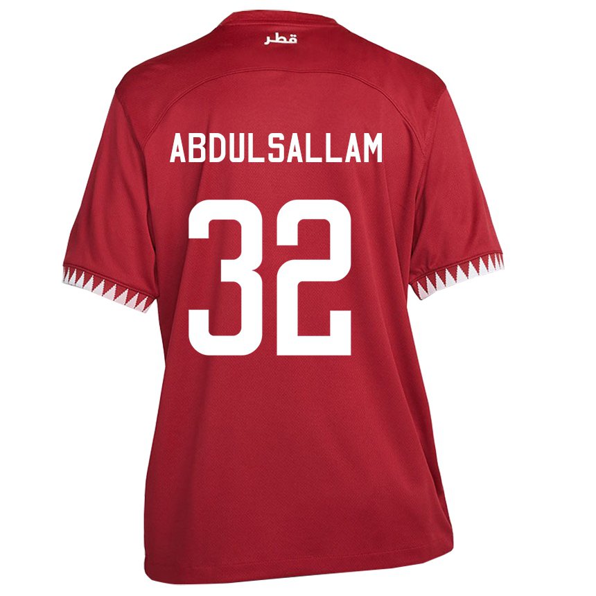 Męski Kataru Jassem Gaber Abdulsallam #32 Kasztanowaty Domowa Koszulka 22-24 Koszulki Klubowe