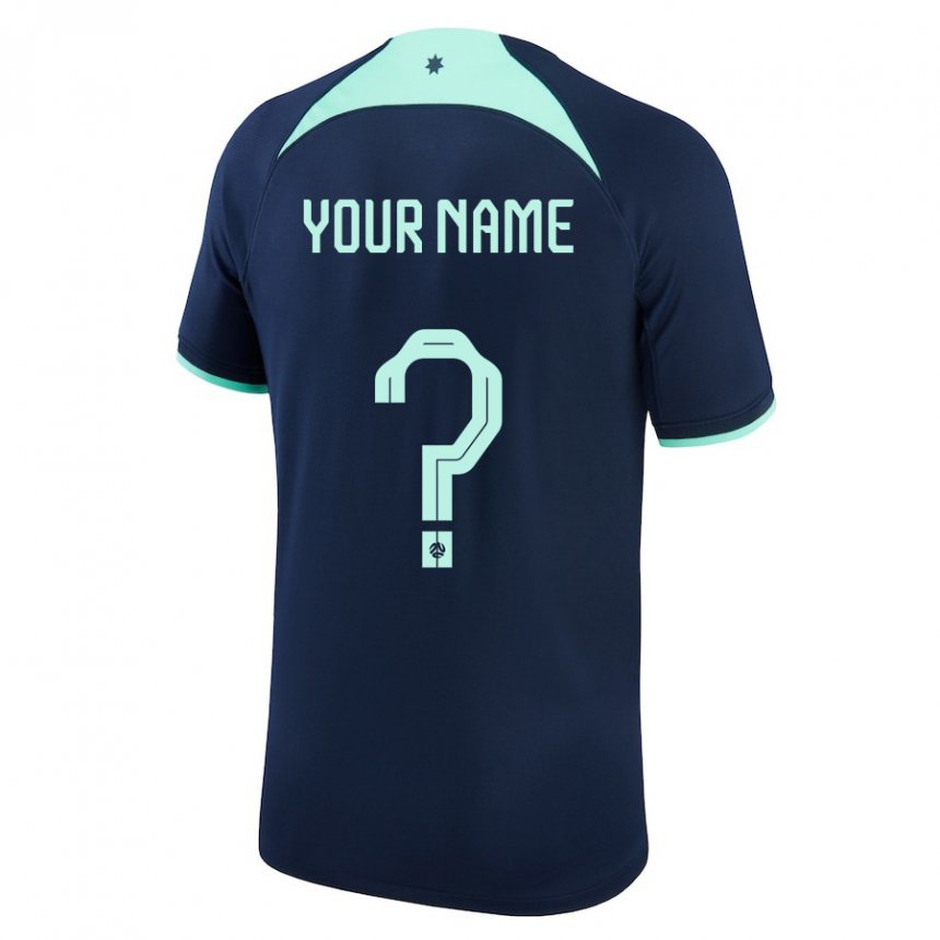Męski Australii Twoje Imię #0 Ciemny Niebieski Wyjazdowa Koszulka 22-24 Koszulki Klubowe