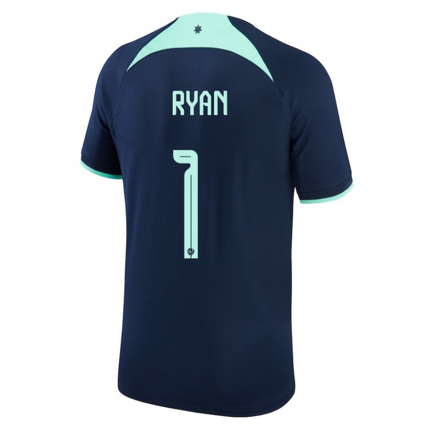 Męski Australii Mathew Ryan #1 Ciemny Niebieski Wyjazdowa Koszulka 22-24 Koszulki Klubowe