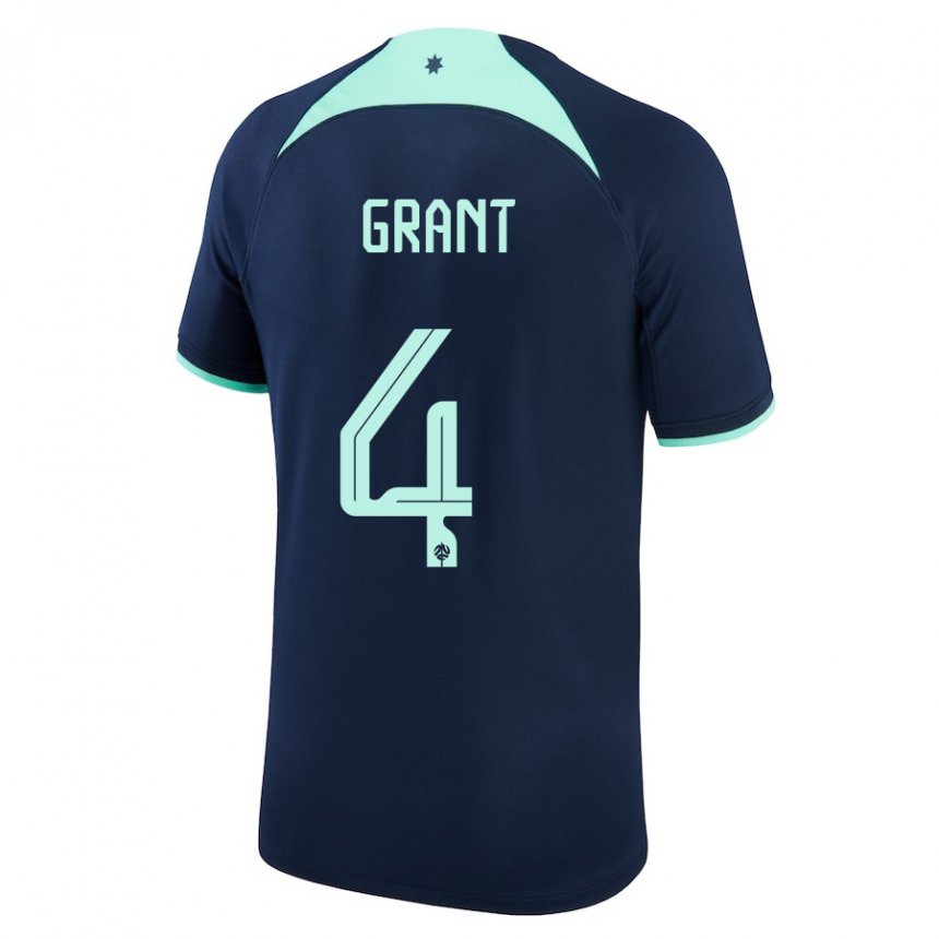 Męski Australii Rhyan Grant #4 Ciemny Niebieski Wyjazdowa Koszulka 22-24 Koszulki Klubowe