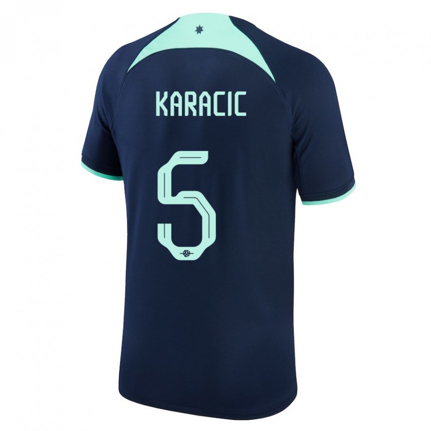 Męski Australii Fran Karacic #5 Ciemny Niebieski Wyjazdowa Koszulka 22-24 Koszulki Klubowe