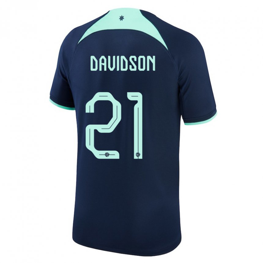 Męski Australii Jason Davidson #21 Ciemny Niebieski Wyjazdowa Koszulka 22-24 Koszulki Klubowe