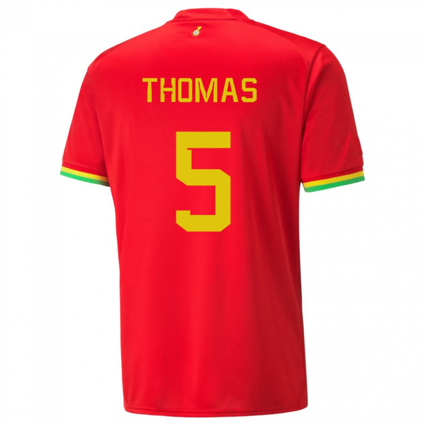 Męski Ghany Thomas Partey #5 Czerwony Wyjazdowa Koszulka 22-24 Koszulki Klubowe