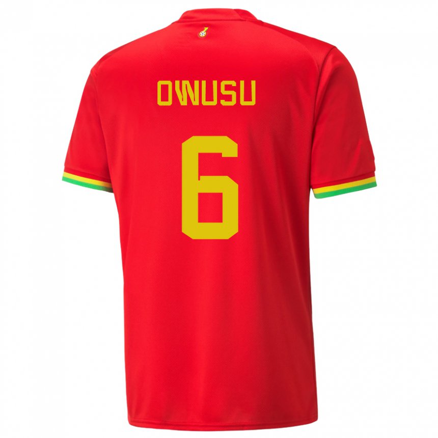 Męski Ghany Elisha Owusu #6 Czerwony Wyjazdowa Koszulka 22-24 Koszulki Klubowe