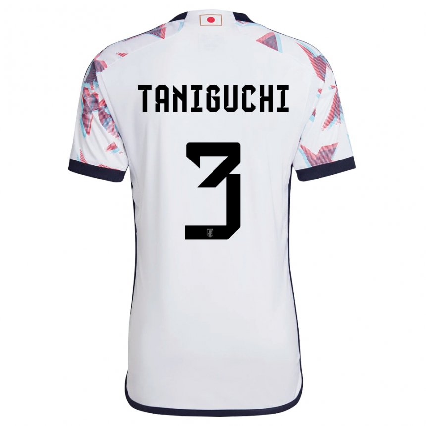 Męski Japonii Shogo Taniguchi #3 Biały Wyjazdowa Koszulka 22-24 Koszulki Klubowe