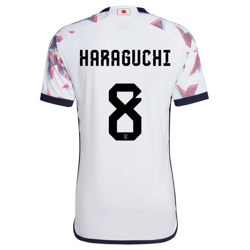 Męski Japonii Genki Haraguchi #8 Biały Wyjazdowa Koszulka 22-24 Koszulki Klubowe